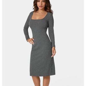 Elegant Gray Long Sleeve Dress